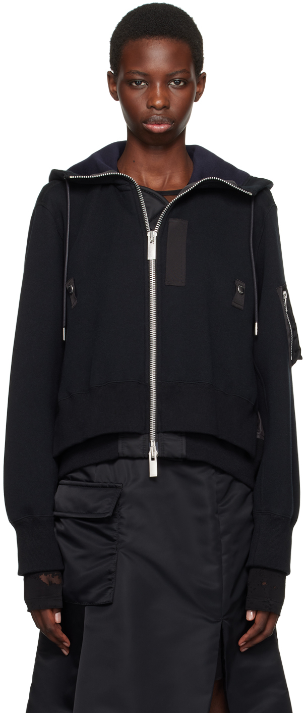 Shop Sacai Black Layered Hoodie In 002 Black X Black