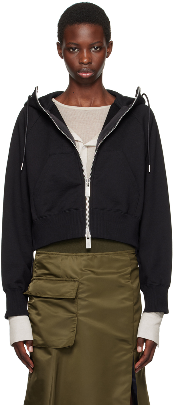 sacai: Black Zip Hoodie | SSENSE