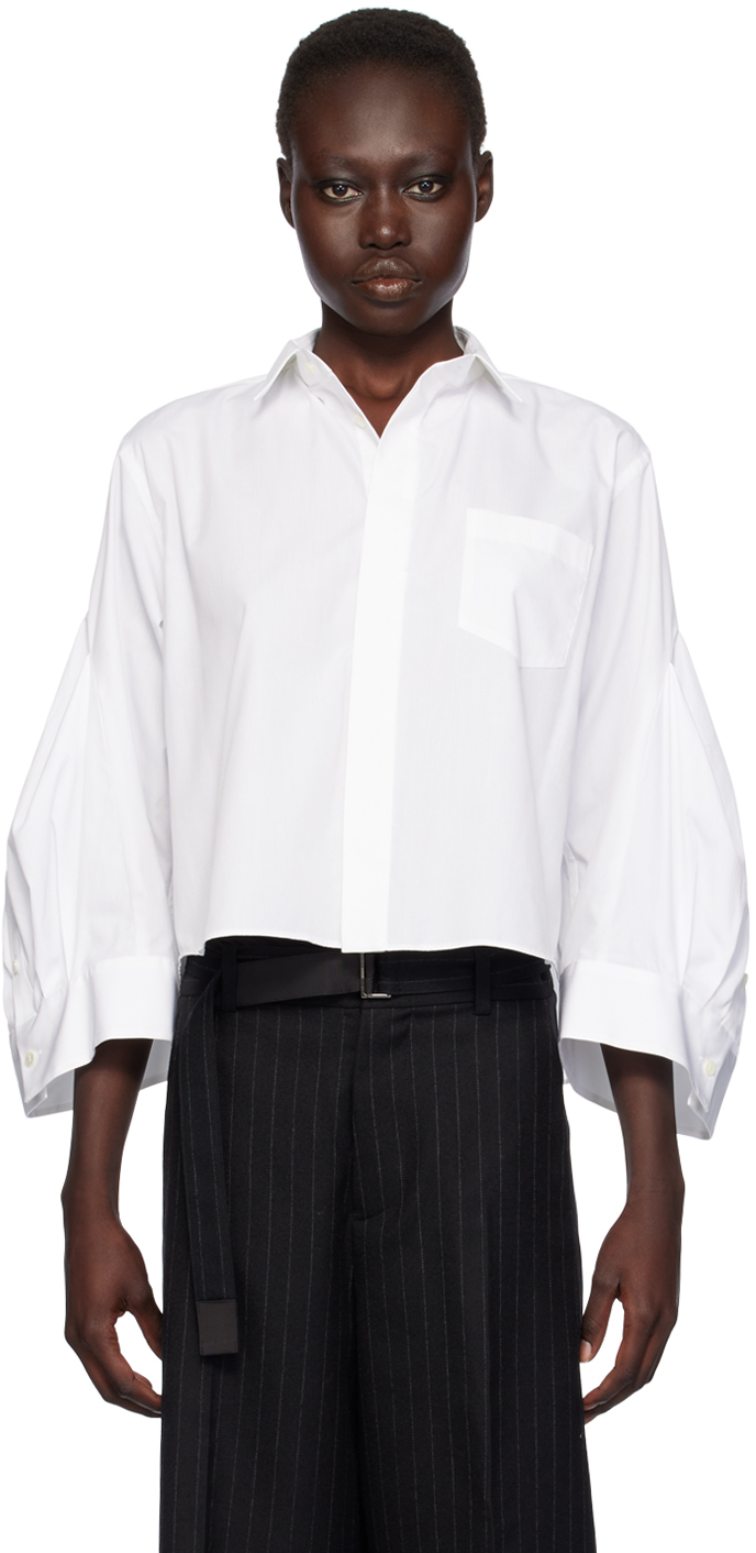 Shop Sacai White Poplin Shirt In 151 Off White