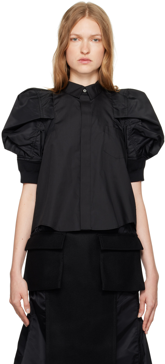 Black Puff Sleeve Shirt