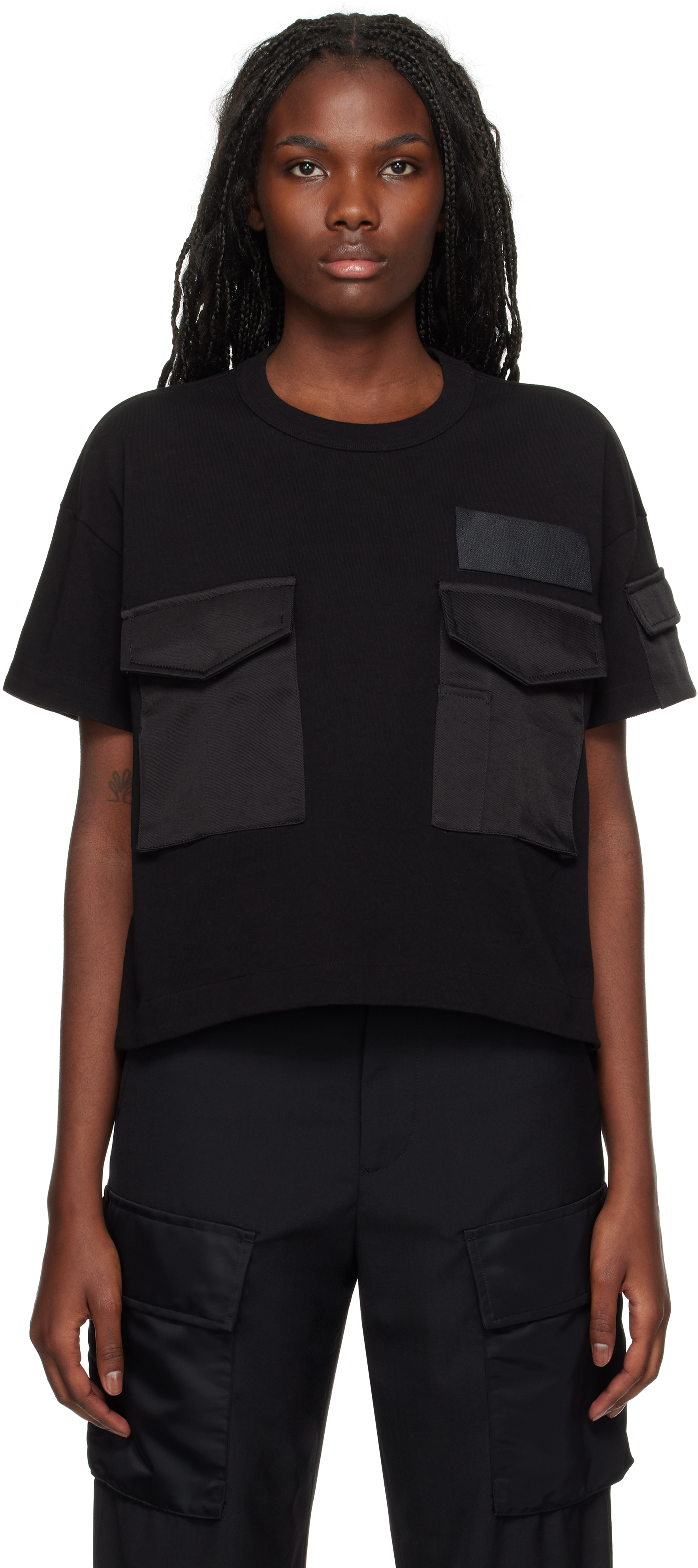 【sacai】SPIEWAKエディション コットンジャージ Tシャツ sacai: SPIEWAKエディション ブラック コットンジャージ Tシャツ
