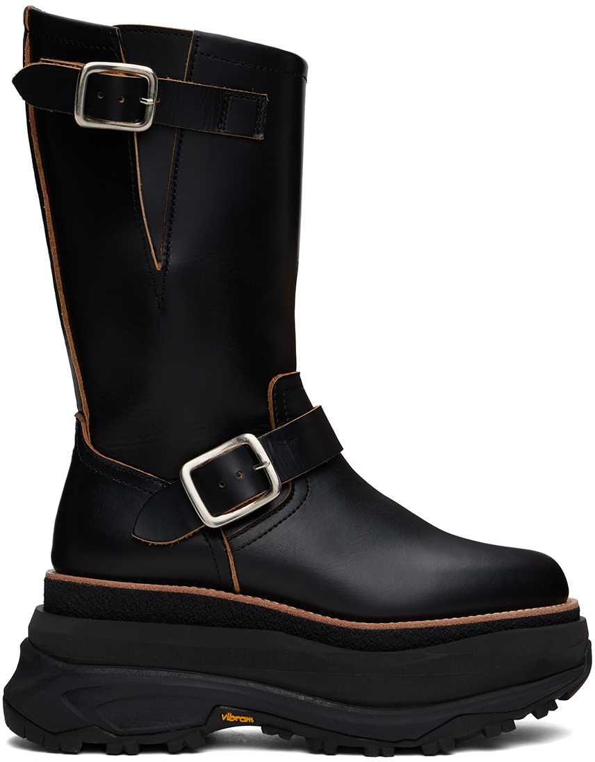 Shop Sacai Black Engineer Boots In 001 Black