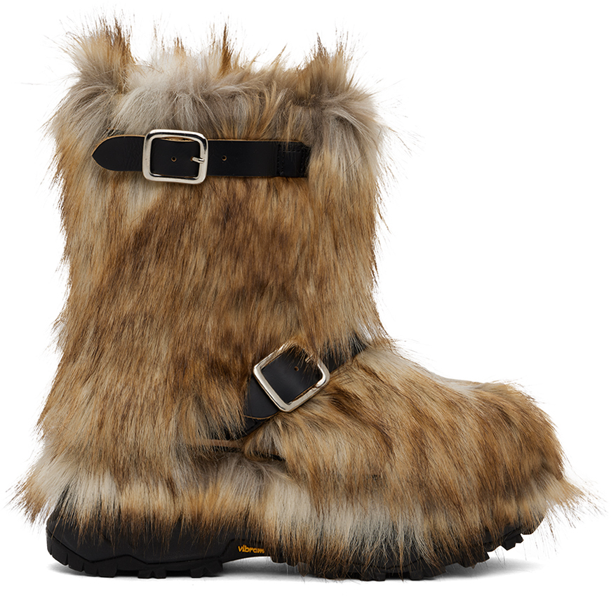 Beige Faux-Fur Boots