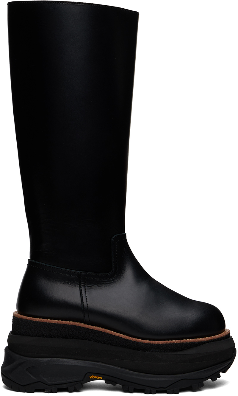 Shop Sacai Black Long Tall Boots In 001 Black