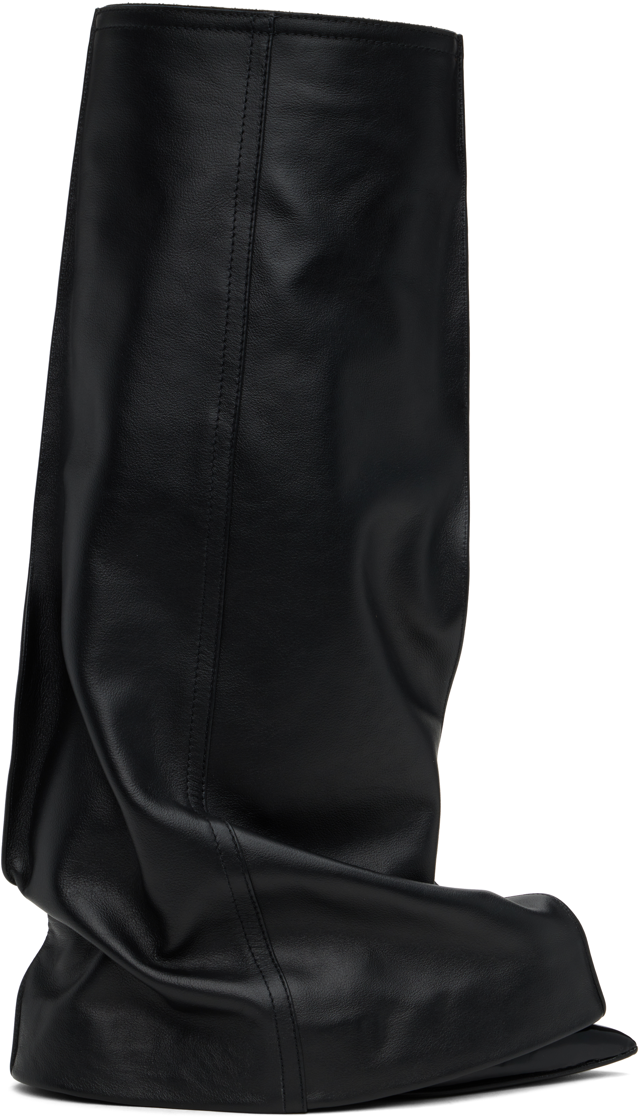 Shop Sacai Black Leather Pants Medium Tall Boots In 001 Black