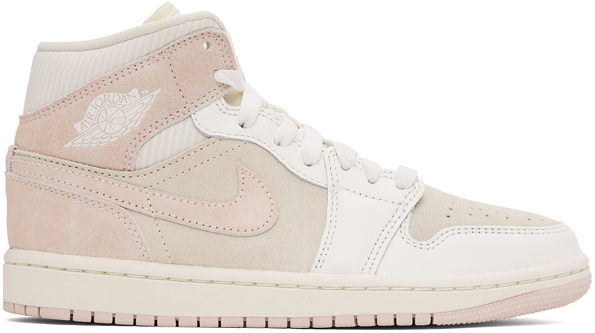 Beige & Pink Air Jordan 1 Mid SE Sneakers