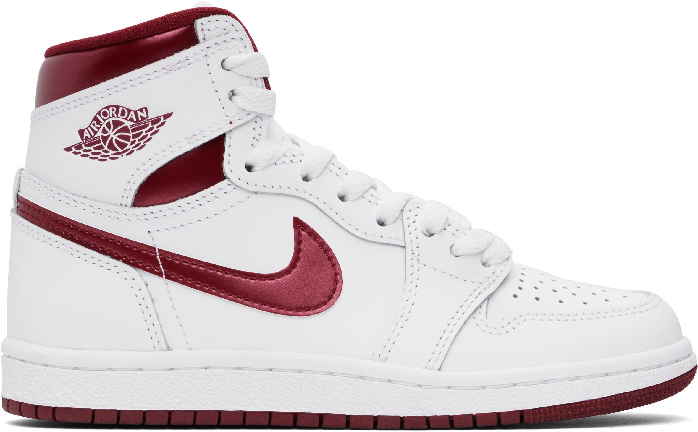 Shop Nike White & Burgundy Air Jordan 1 High '85 Sneakers In White/team Red