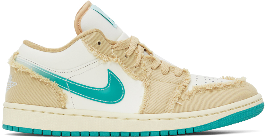 Shop Nike Beige & White Air Jordan 1 Low Se Wave Sneakers In Sesame/dusty Cactus