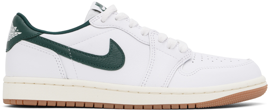 Shop Nike White & Green Air Jordan 1 Retro Low Og Sneakers In White/oxidized Green