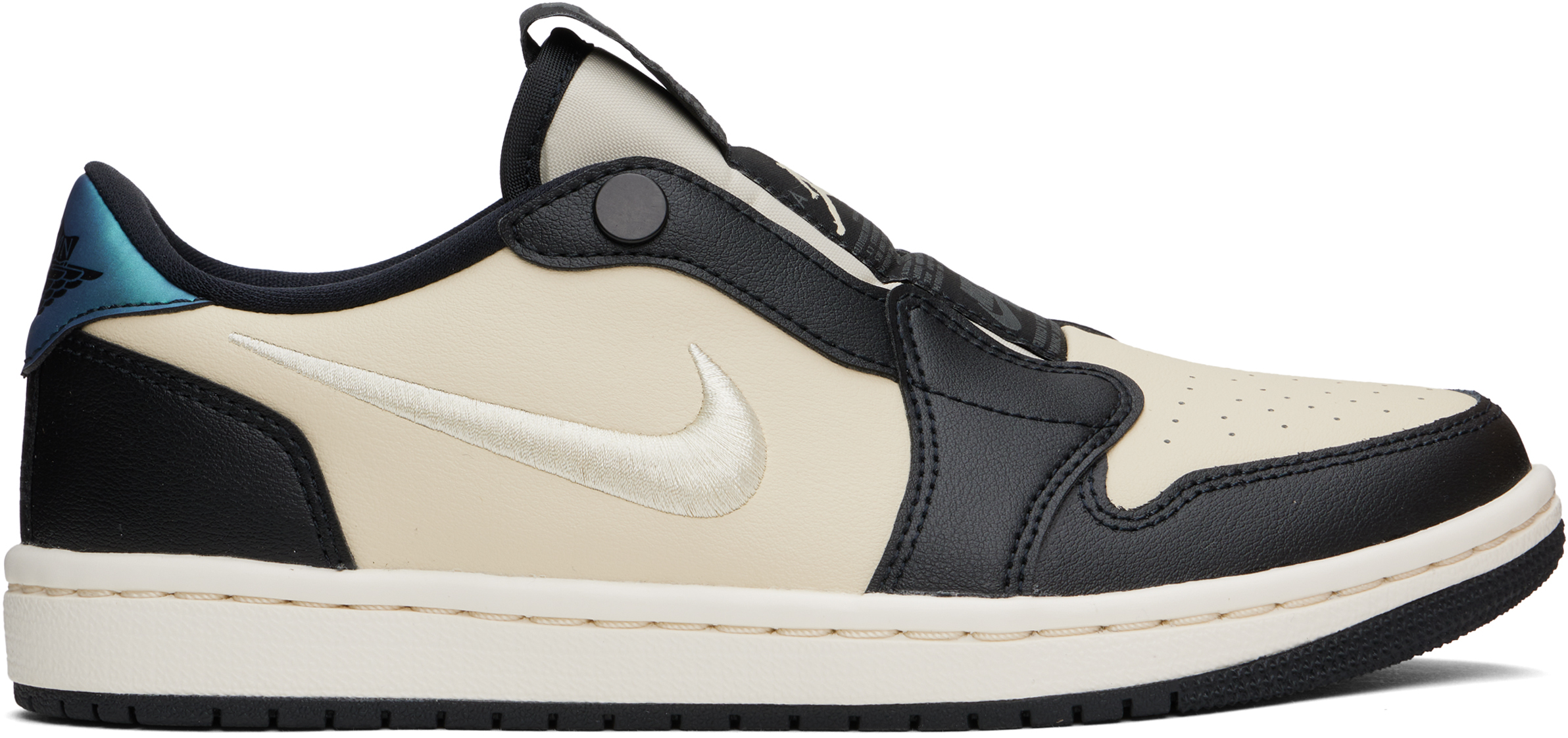 Shop Nike Off-white & Black Air Jordan 1 Retro Low Slip Sneakers In Fossil/black-ivory-a