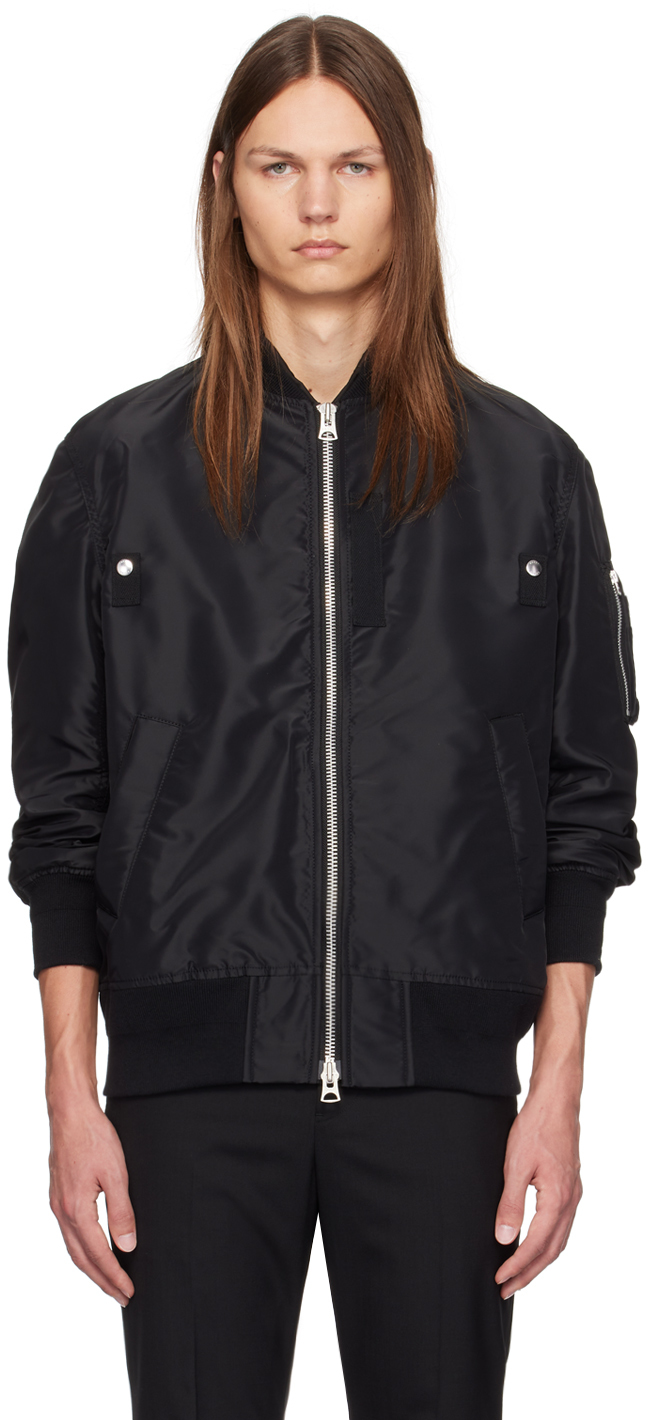 Shop Sacai Black Stand Collar Bomber Jacket In 001 Black