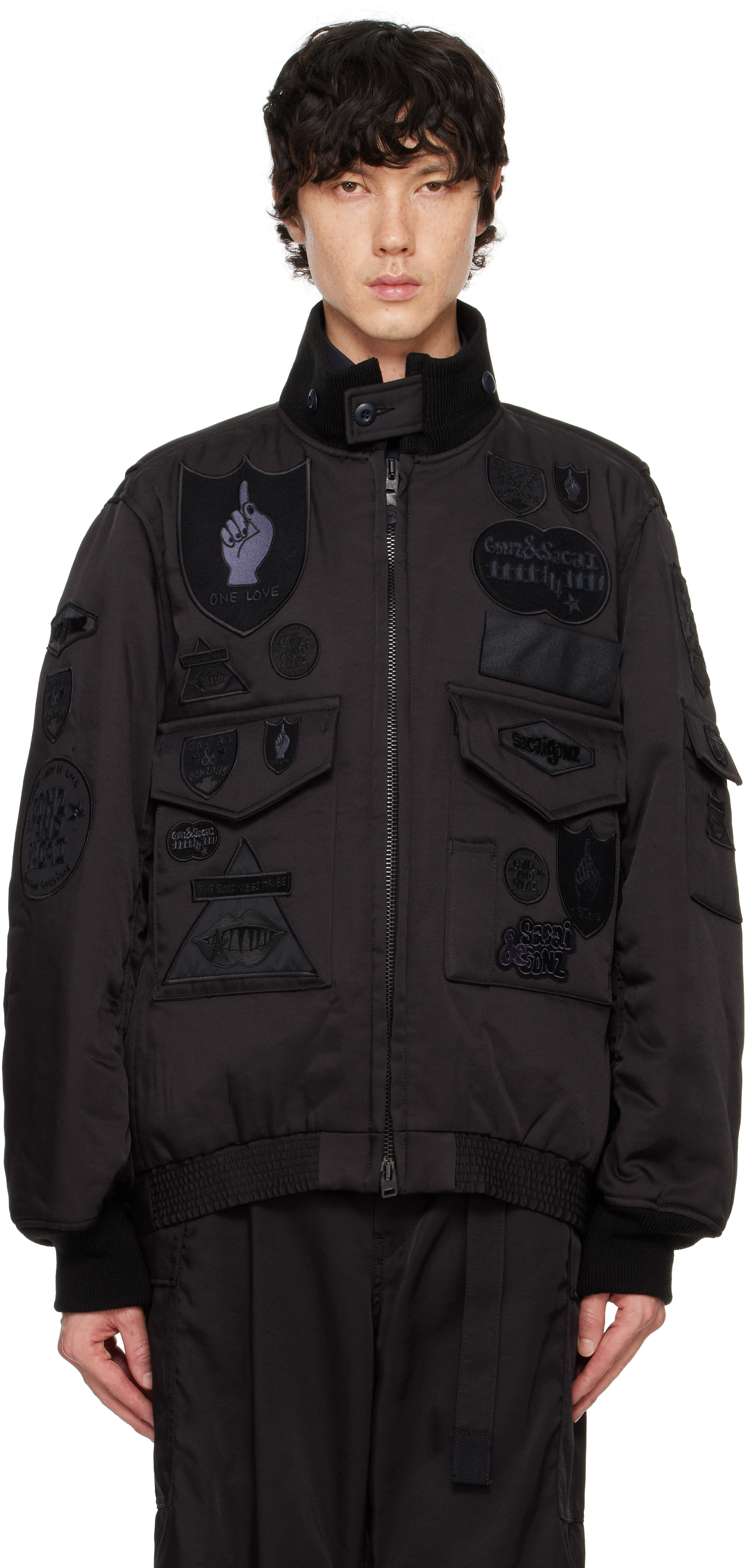 Shop Sacai Black Spiewak Edition Gonz Multi Patch Bomber Jacket In 001 Black