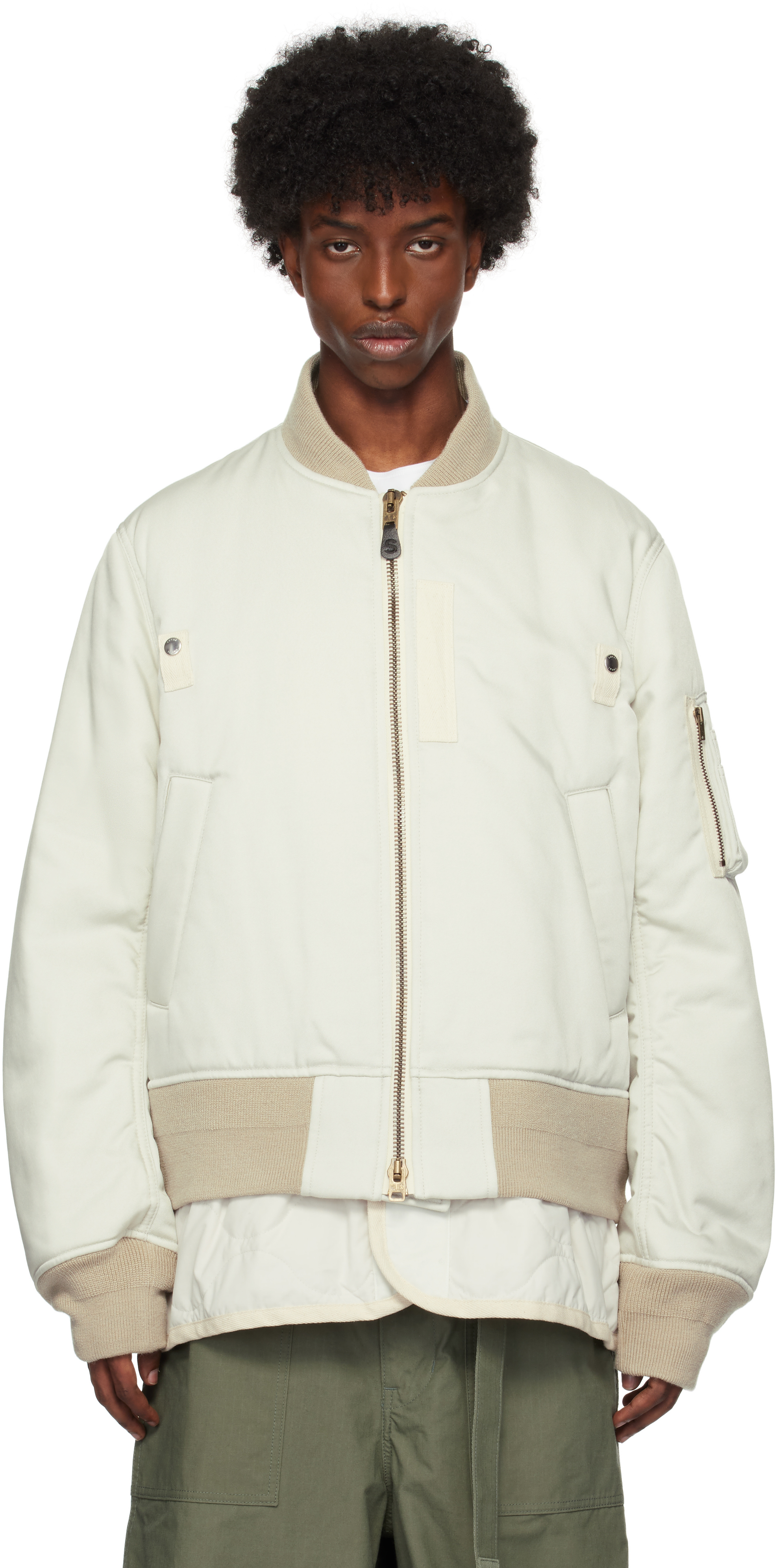 Sacai Off-white Spiewak Edition Gabardine Bomber Jacket In 376 L/gray