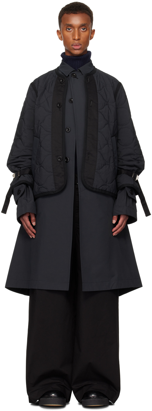 Shop Sacai Black Ripstop Coat In 001 Black