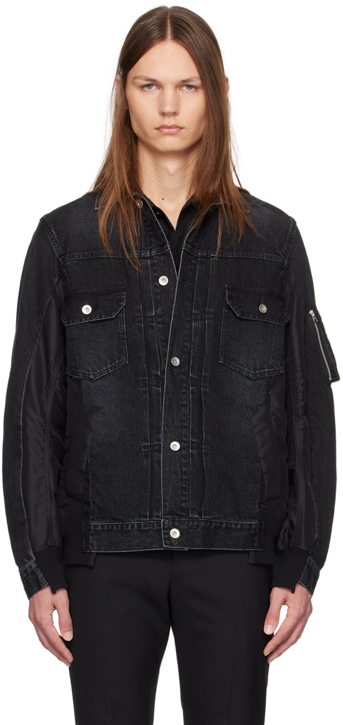 Black Paneled Denim Jacket