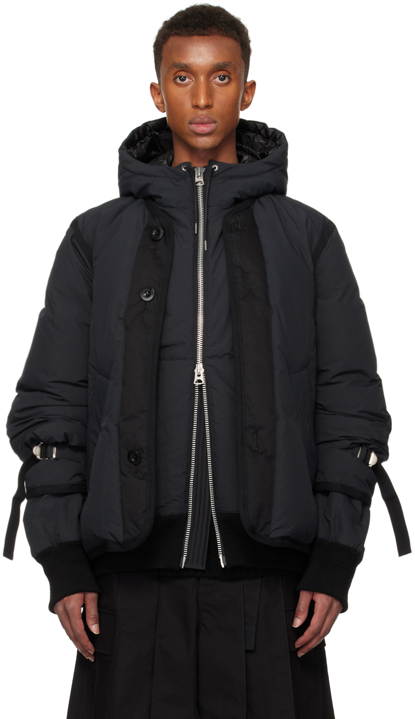 Sacai Black Ripstop Down Jacket In 001 Black