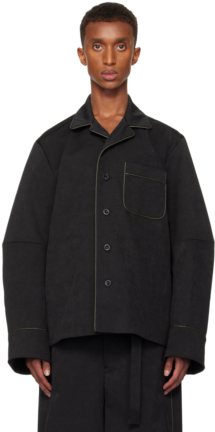 Shop Sacai Black Faux-suede Jacket In 001 Black