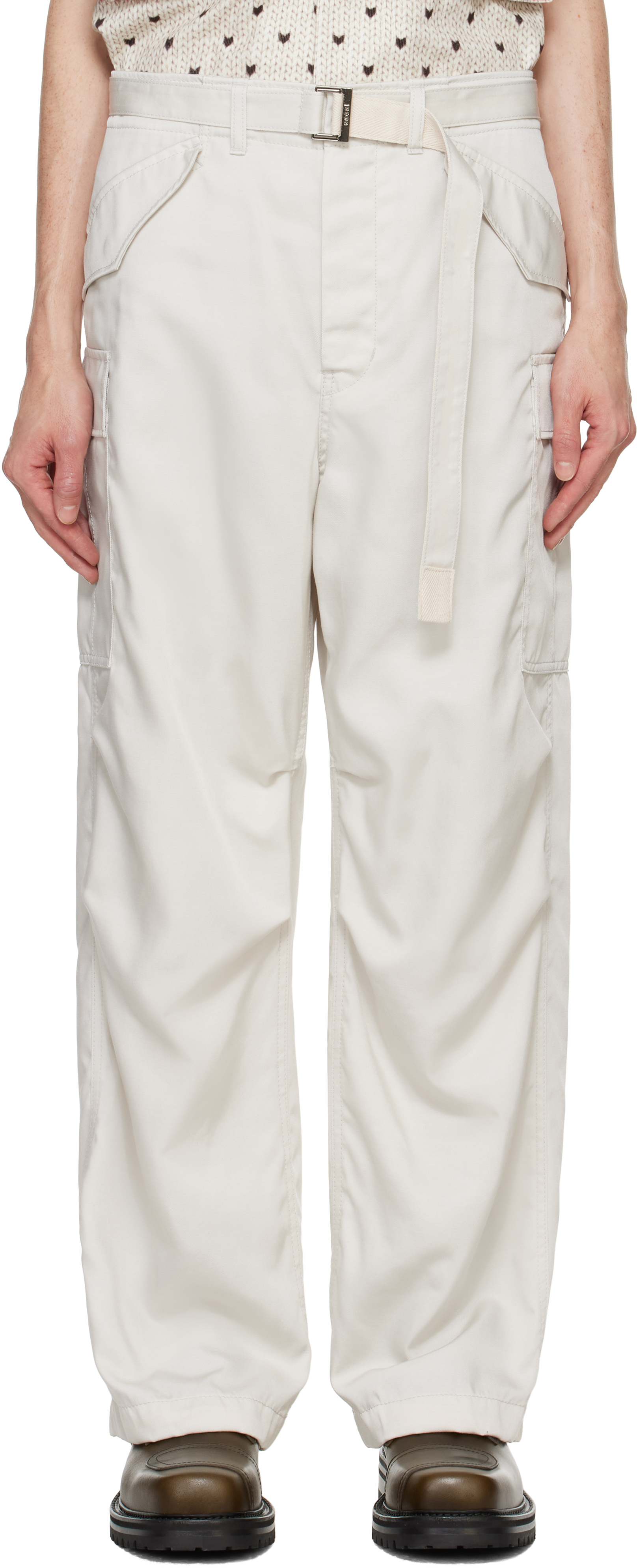 Sacai Gray Spiewak Edition Belted Cargo Pants In 376 L/gray