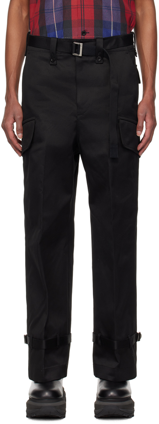 Shop Sacai Black Cinch Belt Cargo Pants In 001 Black