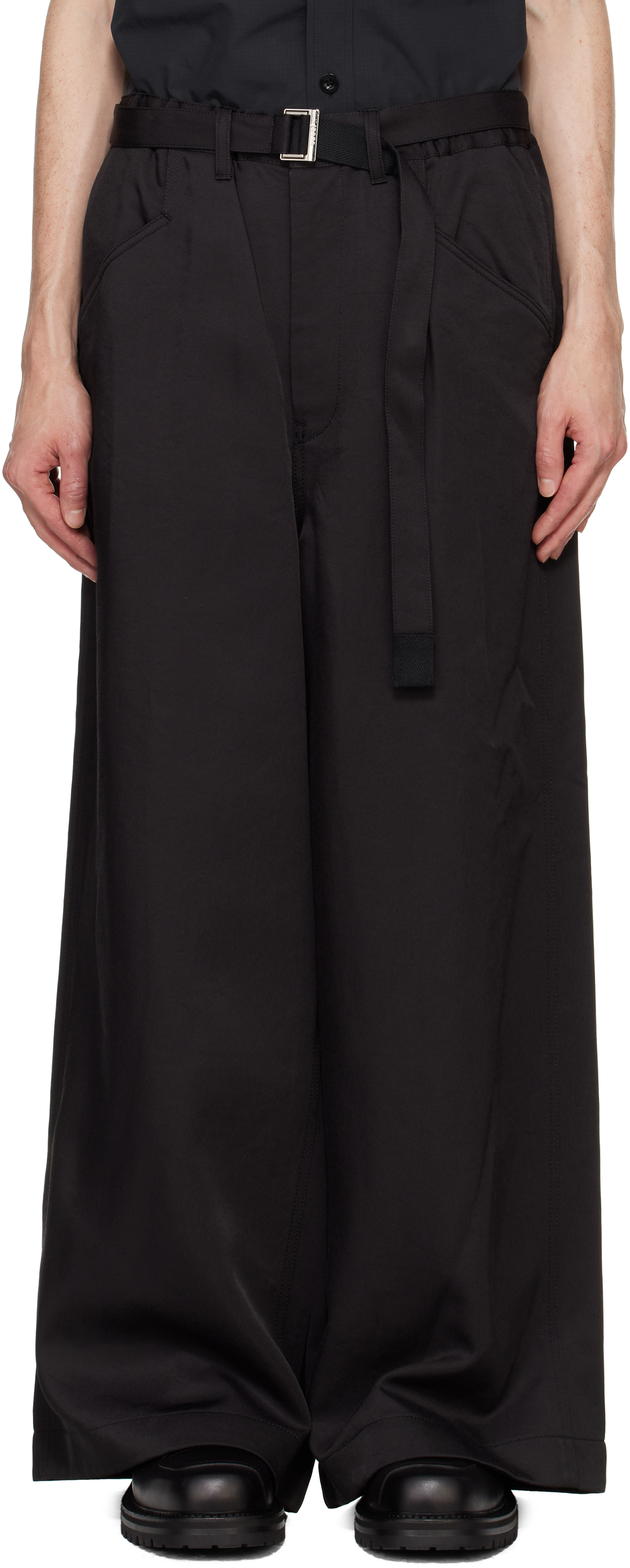 Sacai Black Spiewak Edition Belted Trousers In 001 Black