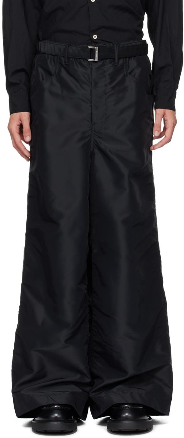 Shop Sacai Black Nylon Trousers In 001 Black