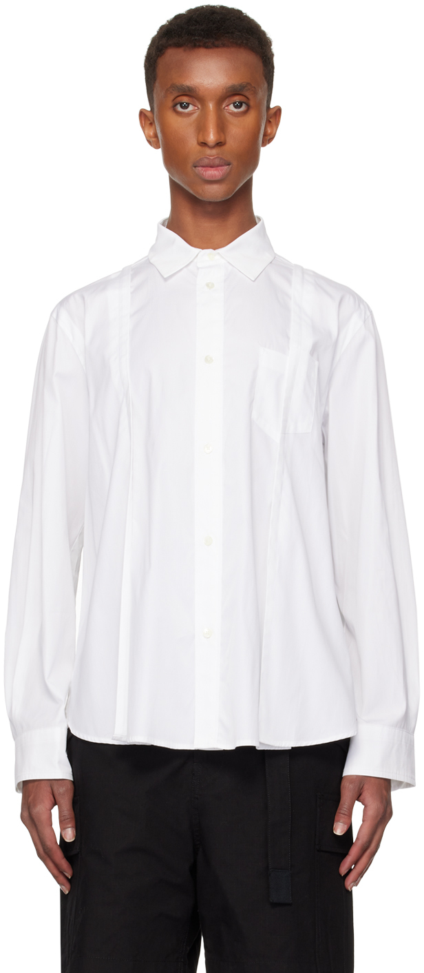 Sacai White Cotton Poplin Shirt In 151 Off White