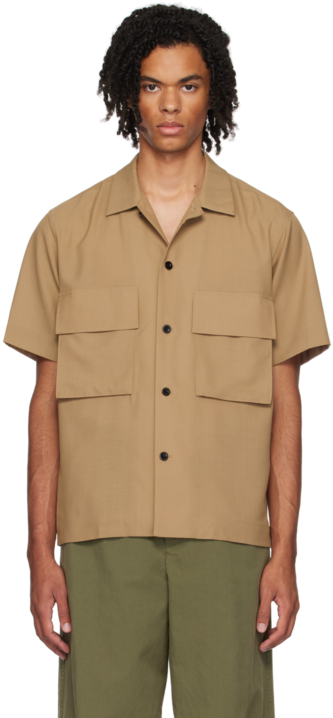 Shop Sacai Beige Spread Collar Shirt In 651 Beige