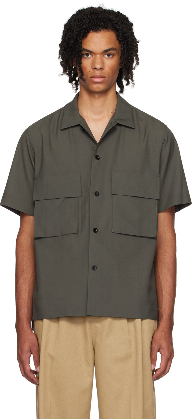 Khaki Spread Collar Shirt