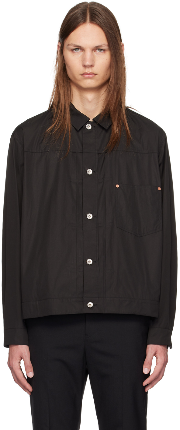 Black Spread Collar Overshirt