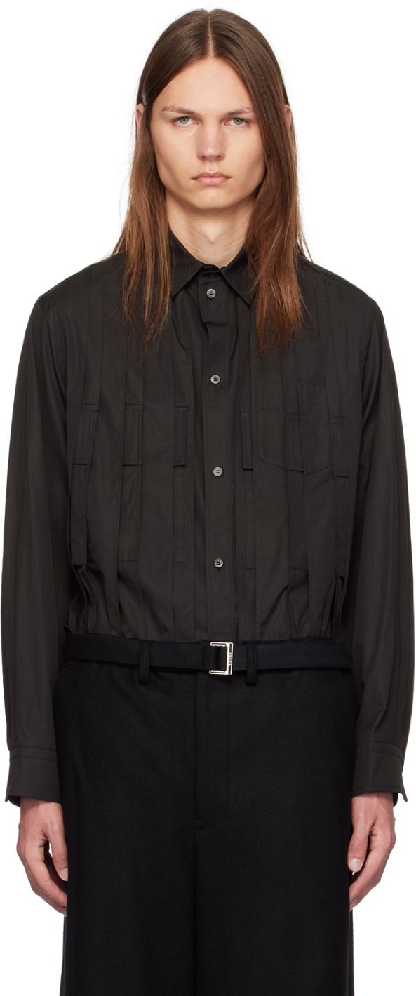 Shop Sacai Black Pleated Shirt In 001 Black