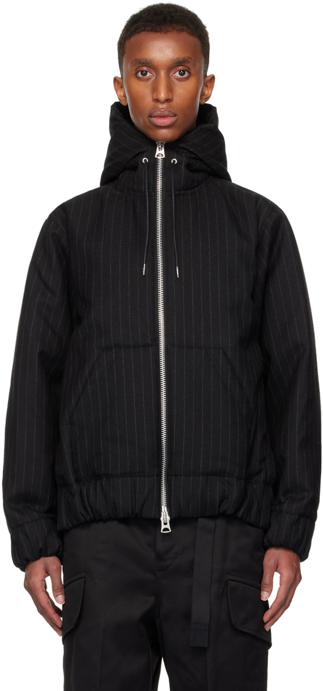 Shop Sacai Black Chalk Stripe Hoodie In 001 Black