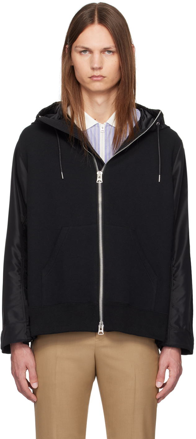 Shop Sacai Black Paneled Hoodie In 001 Black