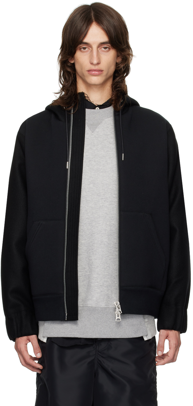 Shop Sacai Black Paneled Hoodie In 001 Black