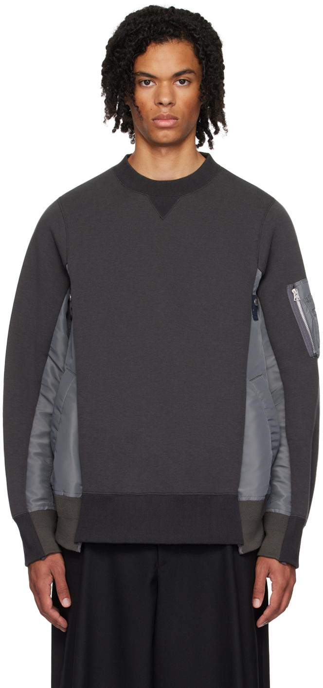 Shop Sacai Gray Sponge Sweatshirt In 339 C/grayxc/gray