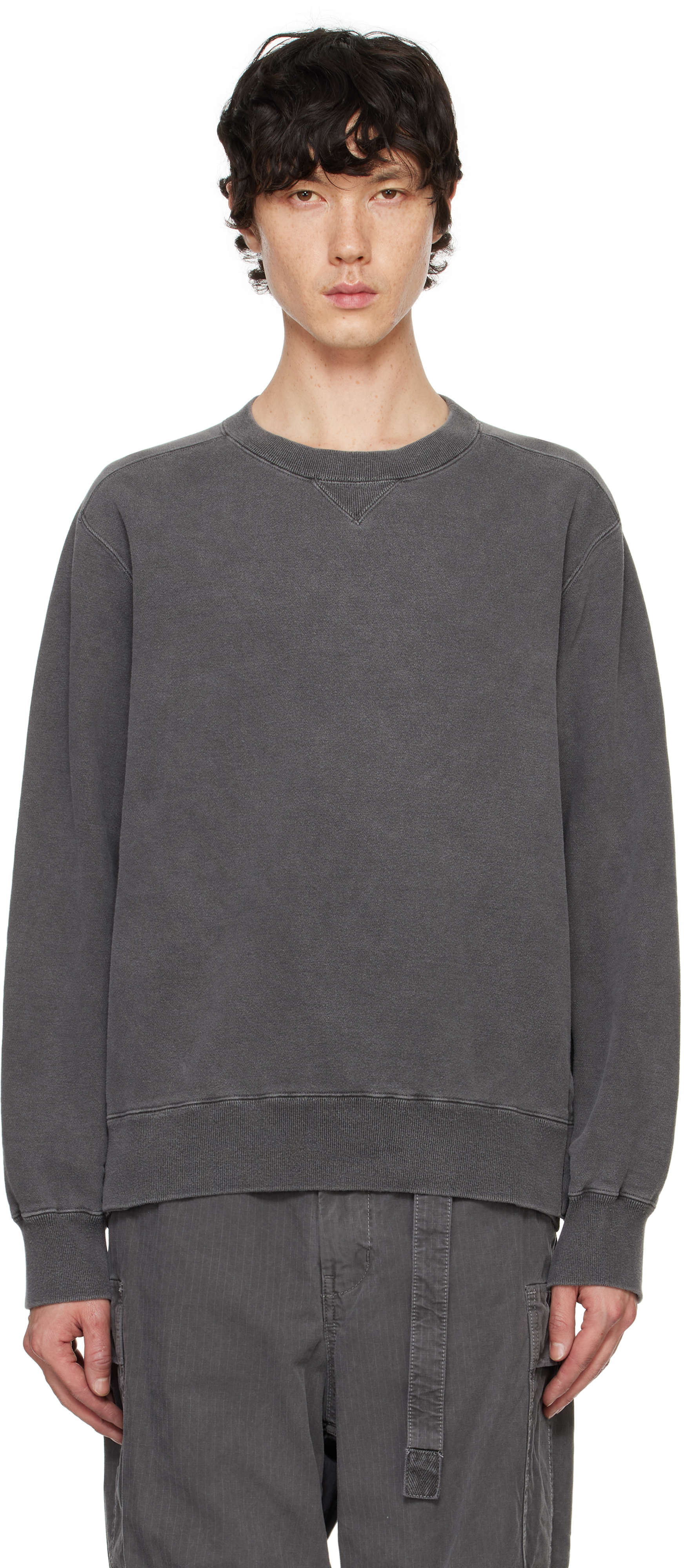 Shop Sacai Gray Garment Dye Cotton Jersey Sweatshirt In 001 Black