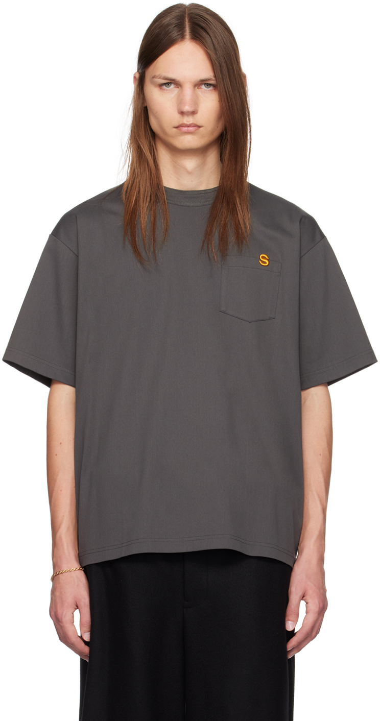 Shop Sacai Gray 's' T-shirt In 326 C/gray