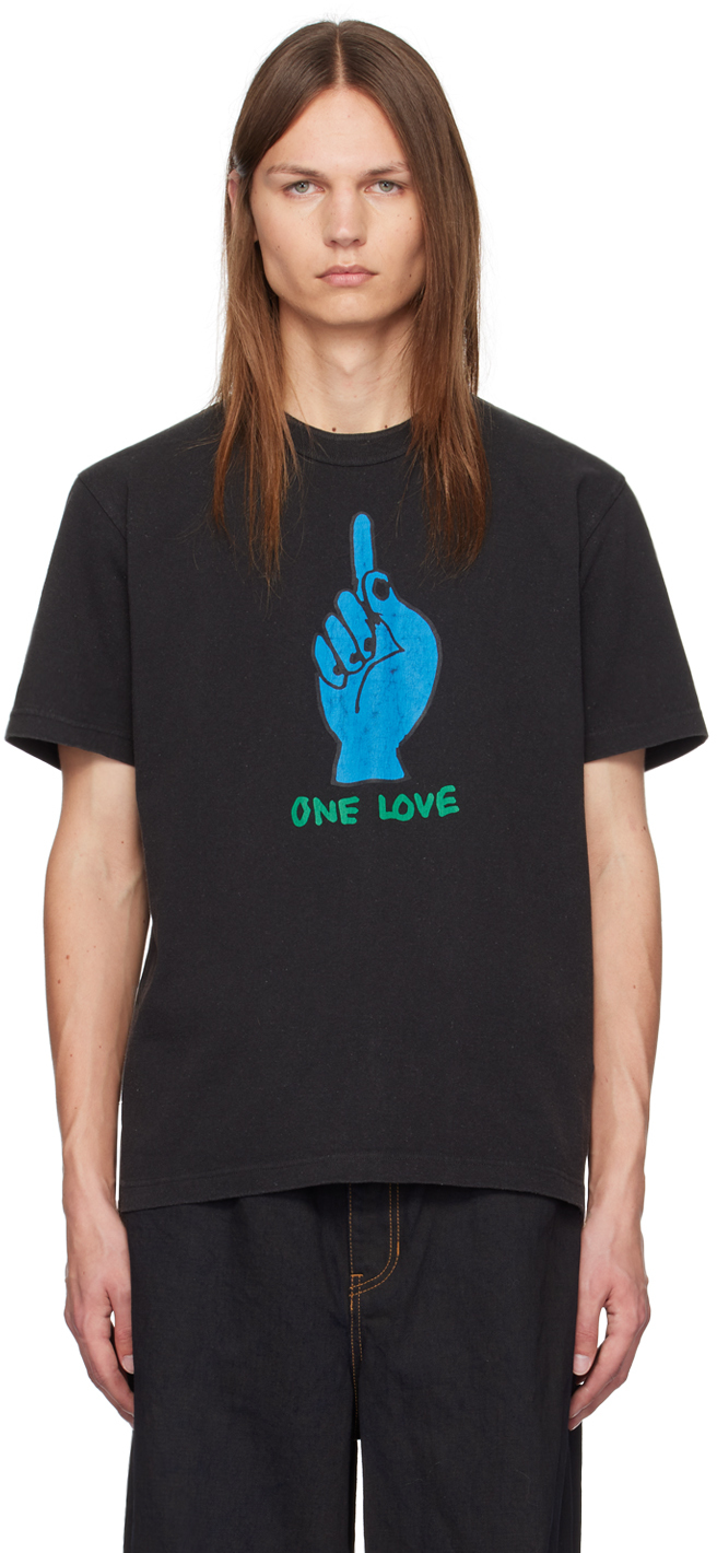 Shop Sacai Black Gonz Edition 'one Love' T-shirt In 001 Black