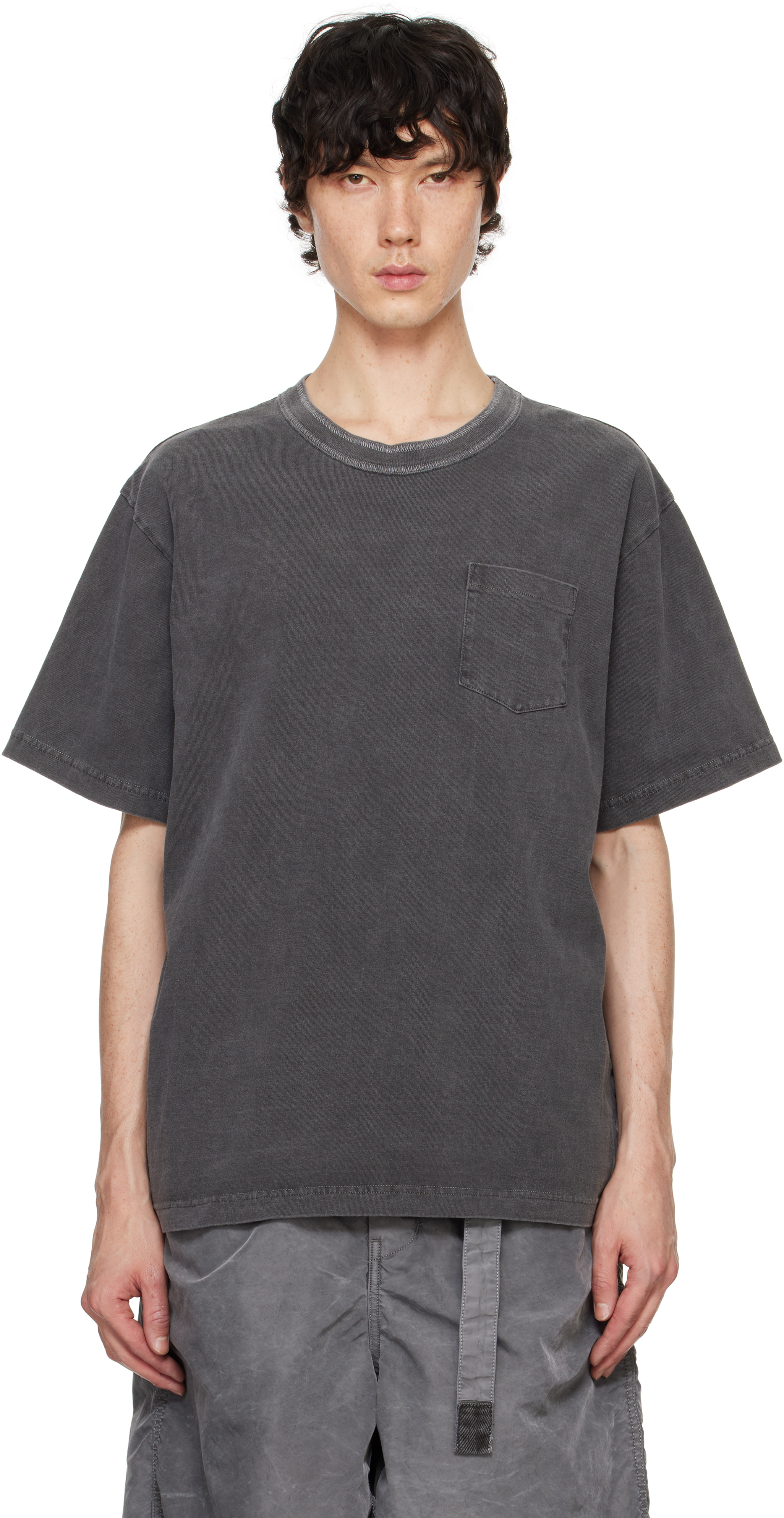 Gray Garment Dye Cotton Jersey T-shirt