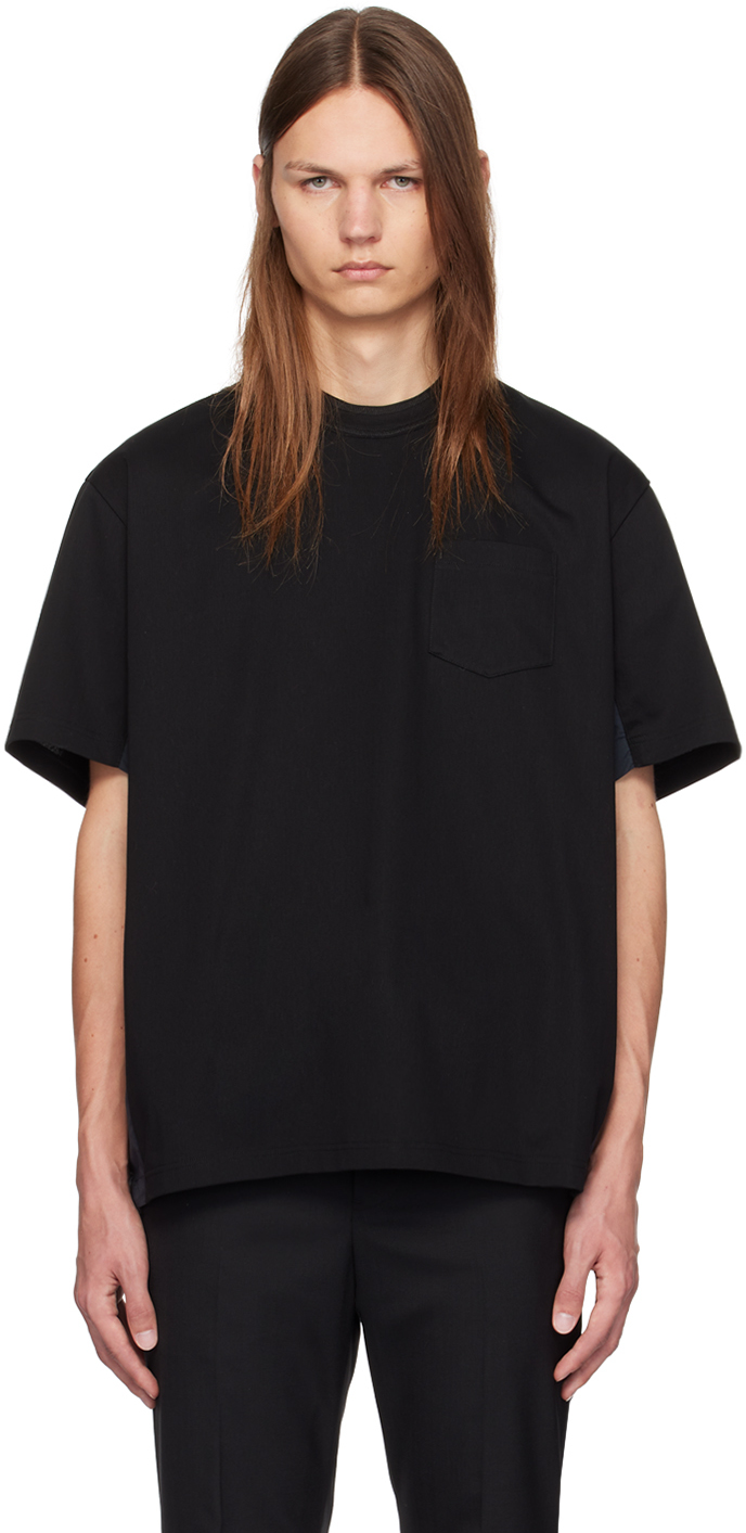 Shop Sacai Black Paneled T-shirt In 001 Black