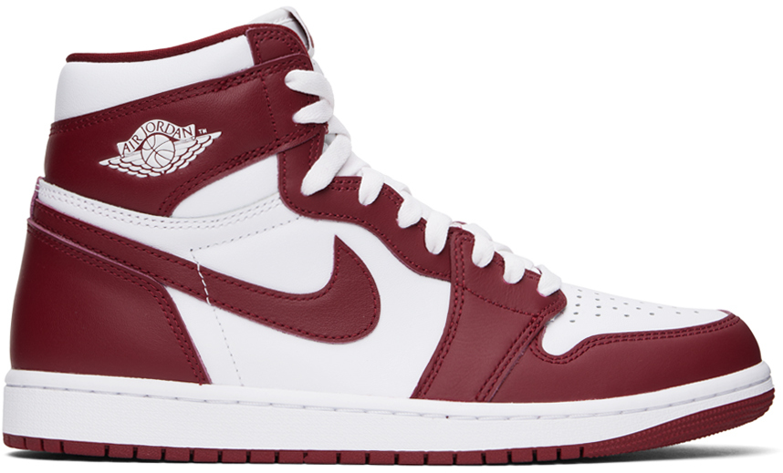 White & Red Air Jordan 1 Retro High OG Sneakers