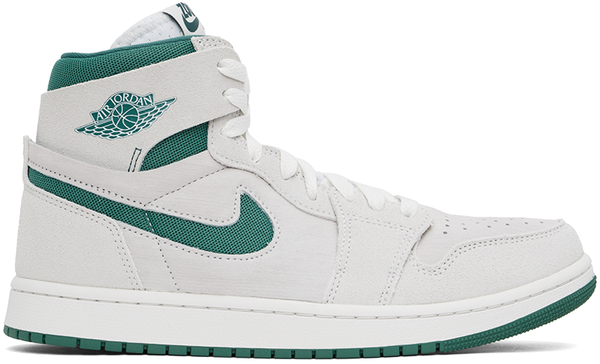 Gray & Green Air Jordan 1 Zoom CMFT 2 Sneakers