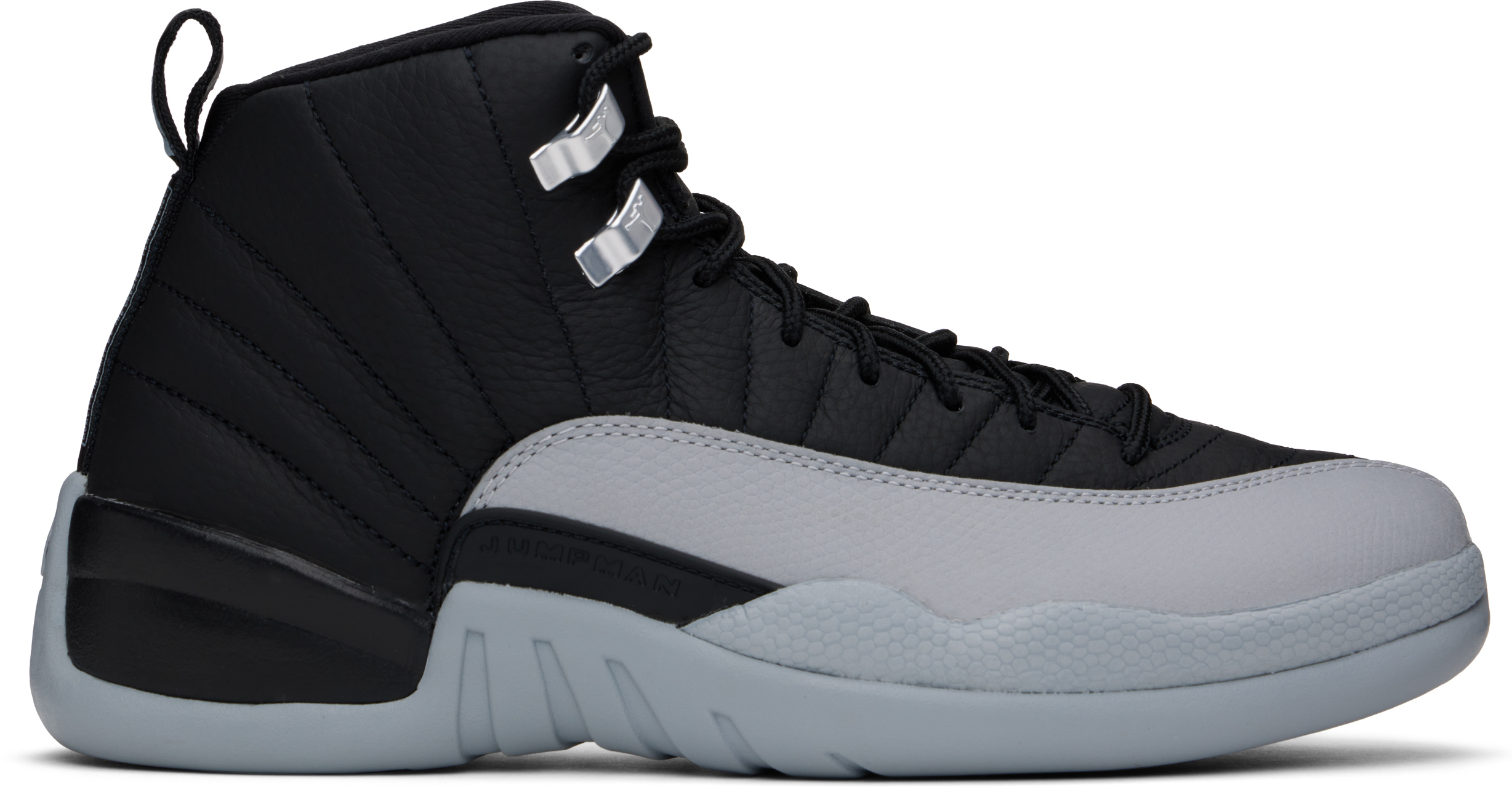 Nike Black & Gray Air Jordan 12 Retro Sneakers In Black/wolf Grey-whit