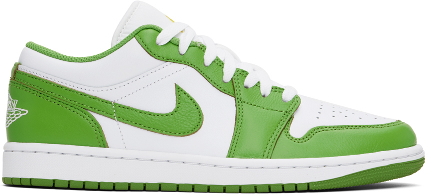 White & Green Air Jordan 1 Low SE Sneakers