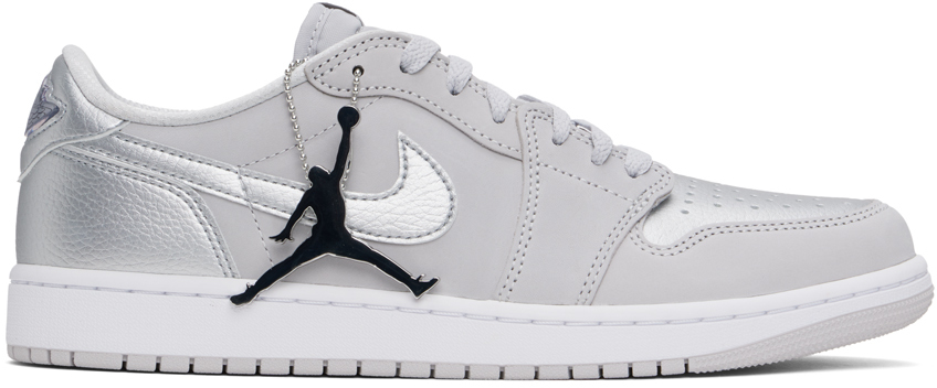 Shop Nike Gray & Silver Air Jordan 1 Retro Low Og Sneakers In Neutral Grey/metalli