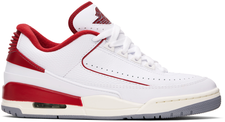 Nike White & Red Air Jordan 2/3 Sneakers In White/varsity Red/sail/cement Grey
