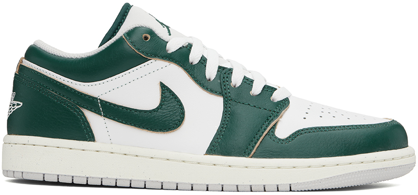 White & Green Air Jordan 1 Low SE Sneakers