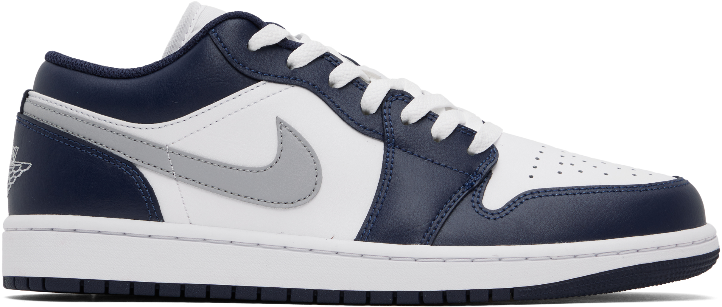 Shop Nike White & Navy Air Jordan 1 Low Sneakers In White/wolf Grey-midn