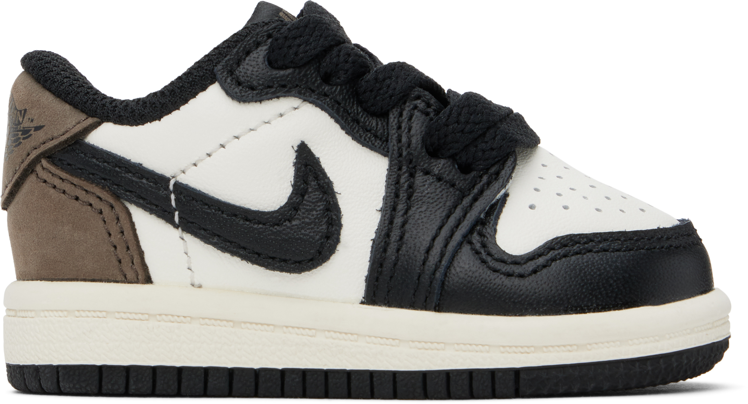 Shop Nike Baby White & Black Jordan 1 Retro Low Sneakers In White/black-dark Moc