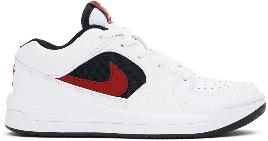Shop Nike Kids White & Red Jordan Stadium 90 Big Kids Sneakers In White/gym Red-black