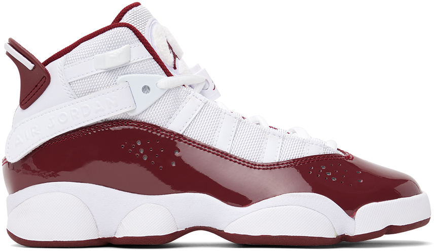 Nike Kids White & Burgundy 6 Rings Big Kids Sneakers In White/team Red